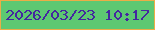 文字の大きさ：4、枠の色：ebad47、背景の色：5dc872、文字の色：44279f 無料ブログパーツのブログ時計