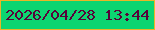 文字の大きさ：1、枠の色：ebb626、背景の色：0cd571、文字の色：57023a 無料ブログパーツのブログ時計