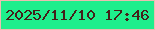 文字の大きさ：4、枠の色：ebbdb0、背景の色：1eee8c、文字の色：441f19 無料ブログパーツのブログ時計