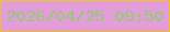 文字の大きさ：2、枠の色：ebc427、背景の色：e39ed9、文字の色：92c971 無料ブログパーツのブログ時計