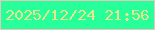 文字の大きさ：2、枠の色：ebc5bc、背景の色：26ff9a、文字の色：e7e68f 無料ブログパーツのブログ時計