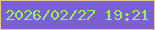 文字の大きさ：5、枠の色：ebc692、背景の色：7a60d2、文字の色：9aef5e 無料ブログパーツのブログ時計