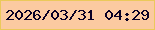 文字の大きさ：4、枠の色：ebc95a、背景の色：fbcaa1、文字の色：090025 無料ブログパーツのブログ時計