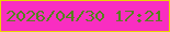 文字の大きさ：1、枠の色：ebd402、背景の色：f92ec1、文字の色：54821d 無料ブログパーツのブログ時計