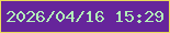 文字の大きさ：1、枠の色：ebdb5a、背景の色：66259b、文字の色：b2efb8 無料ブログパーツのブログ時計