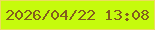 文字の大きさ：4、枠の色：ebdd5d、背景の色：c6fb0c、文字の色：835e1d 無料ブログパーツのブログ時計