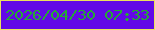 文字の大きさ：5、枠の色：ebe25d、背景の色：6209e7、文字の色：25a835 無料ブログパーツのブログ時計