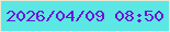 文字の大きさ：5、枠の色：ebe7d1、背景の色：5be7e3、文字の色：6c15d7 無料ブログパーツのブログ時計