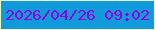 文字の大きさ：3、枠の色：ebfebf、背景の色：1099db、文字の色：8c04d9 無料ブログパーツのブログ時計