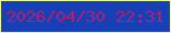 文字の大きさ：2、枠の色：ebff96、背景の色：1740b6、文字の色：a82276 無料ブログパーツのブログ時計