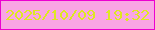 文字の大きさ：1、枠の色：ec01d0、背景の色：f9a5e4、文字の色：dee821 無料ブログパーツのブログ時計
