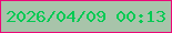 文字の大きさ：4、枠の色：ec0778、背景の色：a8c4aa、文字の色：02ca53 無料ブログパーツのブログ時計