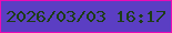 文字の大きさ：3、枠の色：ec0bb4、背景の色：5b3ec3、文字の色：1c3d13 無料ブログパーツのブログ時計