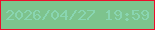 文字の大きさ：1、枠の色：ec0e2b、背景の色：7dc38d、文字の色：89d5b1 無料ブログパーツのブログ時計