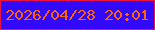 文字の大きさ：2、枠の色：ec123d、背景の色：3309fc、文字の色：fa650b 無料ブログパーツのブログ時計