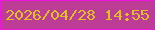 文字の大きさ：2、枠の色：ec15dc、背景の色：bd3d96、文字の色：dec123 無料ブログパーツのブログ時計