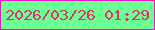 文字の大きさ：1、枠の色：ec16be、背景の色：6dff93、文字の色：de336d 無料ブログパーツのブログ時計
