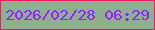 文字の大きさ：2、枠の色：ec1868、背景の色：8db18c、文字の色：991efe 無料ブログパーツのブログ時計