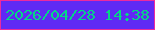 文字の大きさ：1、枠の色：ec2a9e、背景の色：602af4、文字の色：04d786 無料ブログパーツのブログ時計