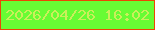 文字の大きさ：1、枠の色：ec4604、背景の色：68fc34、文字の色：cbef5a 無料ブログパーツのブログ時計