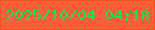 文字の大きさ：5、枠の色：ec5424、背景の色：fc5f36、文字の色：08e75c 無料ブログパーツのブログ時計