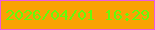 文字の大きさ：4、枠の色：ec5ae1、背景の色：faa204、文字の色：63fb0b 無料ブログパーツのブログ時計