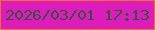 文字の大きさ：1、枠の色：ec731d、背景の色：de1cbd、文字の色：325537 無料ブログパーツのブログ時計