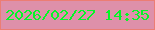 文字の大きさ：3、枠の色：ec7d74、背景の色：de90aa、文字の色：04f727 無料ブログパーツのブログ時計