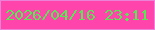 文字の大きさ：2、枠の色：ec82d8、背景の色：ff44ac、文字の色：56e753 無料ブログパーツのブログ時計