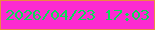 文字の大きさ：5、枠の色：ec8842、背景の色：fc2bd1、文字の色：09dc58 無料ブログパーツのブログ時計