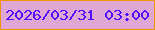 文字の大きさ：4、枠の色：ec9302、背景の色：e0a6d4、文字の色：4f0efe 無料ブログパーツのブログ時計