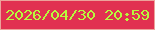 文字の大きさ：3、枠の色：eca39b、背景の色：e13151、文字の色：b7f93d 無料ブログパーツのブログ時計