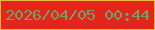 文字の大きさ：3、枠の色：ecb73b、背景の色：e42519、文字の色：6da16e 無料ブログパーツのブログ時計