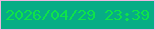 文字の大きさ：2、枠の色：ecb7e0、背景の色：06ad85、文字の色：0ee24a 無料ブログパーツのブログ時計