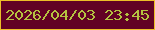 文字の大きさ：5、枠の色：ecbf28、背景の色：620224、文字の色：b4c240 無料ブログパーツのブログ時計