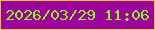 文字の大きさ：3、枠の色：ecc529、背景の色：9c009d、文字の色：8cf71a 無料ブログパーツのブログ時計