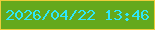 文字の大きさ：1、枠の色：eccd3b、背景の色：64a91c、文字の色：2ee7fa 無料ブログパーツのブログ時計