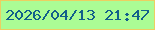 文字の大きさ：5、枠の色：eccf61、背景の色：abfc95、文字の色：125f8a 無料ブログパーツのブログ時計