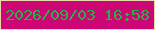 文字の大きさ：3、枠の色：ecd8af、背景の色：cc0674、文字の色：26b342 無料ブログパーツのブログ時計