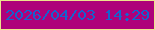 文字の大きさ：5、枠の色：ece38d、背景の色：ae017a、文字の色：1463cf 無料ブログパーツのブログ時計