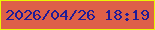 文字の大きさ：1、枠の色：ecf705、背景の色：de6049、文字の色：1f1b97 無料ブログパーツのブログ時計