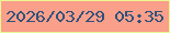 文字の大きさ：3、枠の色：ecf792、背景の色：f99f8a、文字の色：31517a 無料ブログパーツのブログ時計