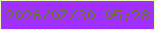 文字の大きさ：5、枠の色：ecfdb9、背景の色：a130fe、文字の色：63772d 無料ブログパーツのブログ時計