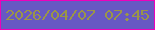 文字の大きさ：4、枠の色：ed01bb、背景の色：6758c3、文字の色：9b9548 無料ブログパーツのブログ時計