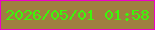 文字の大きさ：1、枠の色：ed02c8、背景の色：9f7f41、文字の色：3bf809 無料ブログパーツのブログ時計