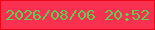 文字の大きさ：5、枠の色：ed061a、背景の色：f83150、文字の色：5dce52 無料ブログパーツのブログ時計