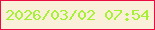文字の大きさ：2、枠の色：ed0b43、背景の色：faefd8、文字の色：a6f137 無料ブログパーツのブログ時計