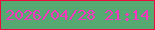文字の大きさ：4、枠の色：ed0c40、背景の色：56a970、文字の色：f735bf 無料ブログパーツのブログ時計