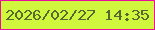 文字の大きさ：3、枠の色：ed0ca0、背景の色：d0f73d、文字の色：556931 無料ブログパーツのブログ時計