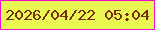 文字の大きさ：5、枠の色：ed0cd0、背景の色：e9f752、文字の色：762e0a 無料ブログパーツのブログ時計